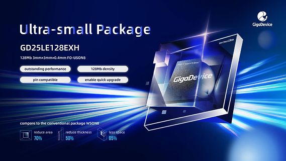 Werbegrafik für GigaDevice Ultra-small Package GD25LE128EXH