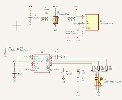 Schaltplan mit USB-Controller und Mikrocontroller