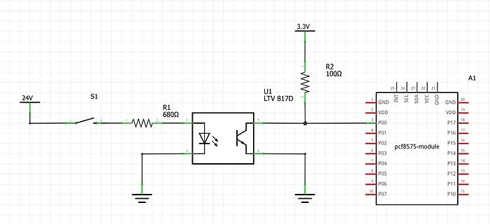 Schaltplan mit Optokoppler und Mikrocontroller-Modul