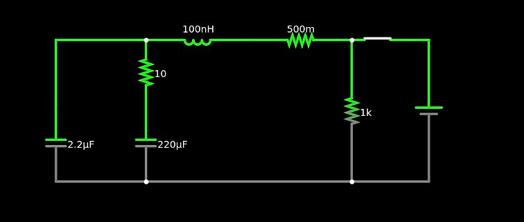 Elektrischer Schaltplan mit Kondensatoren, Spule und Widerständen