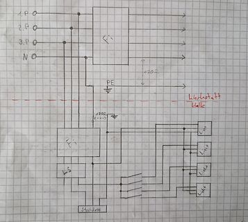 Handgezeichneter Schaltplan auf Karopapier
