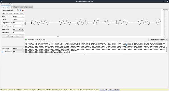 Universal Radio Hacker Software Interface