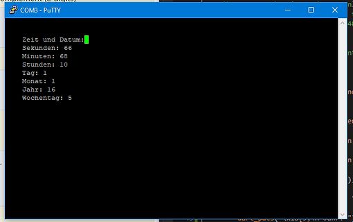 PuTTY Terminal-Ausgabe mit Zeit- und Datumsangaben