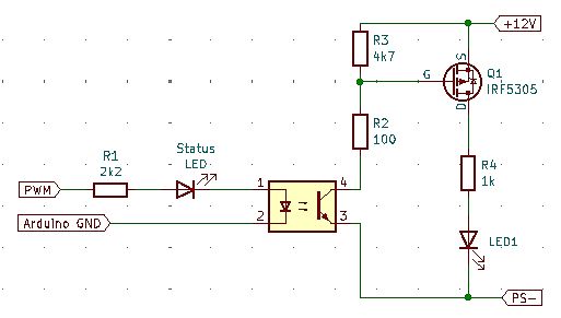 Schaltplan mit MOSFET-Treiber und LED-Ansteuerung