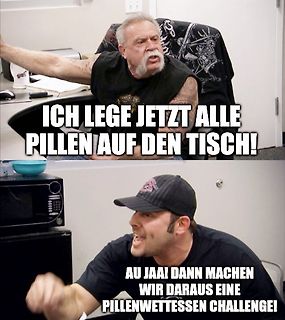Meme mit zwei Männern und Text