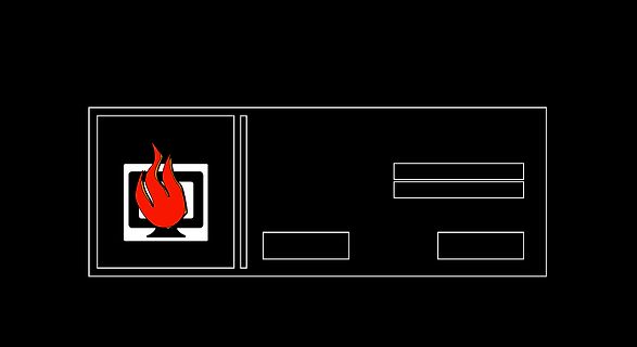 Grafische Darstellung mit Flammen-Symbol