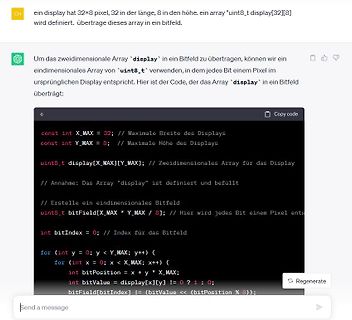 Programmcode zur Umwandlung eines Arrays in ein Bitfeld