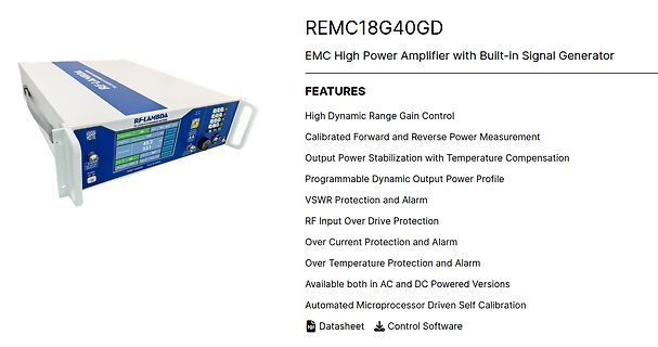 Produktseite eines EMC High Power Amplifiers