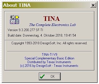 About-Dialog der TINA-TI Software