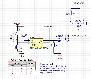 Schaltplan mit D-Flipflop und MOSFET-Schaltern