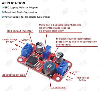 Boost- und Buck-Konverter Modul mit Beschriftungen