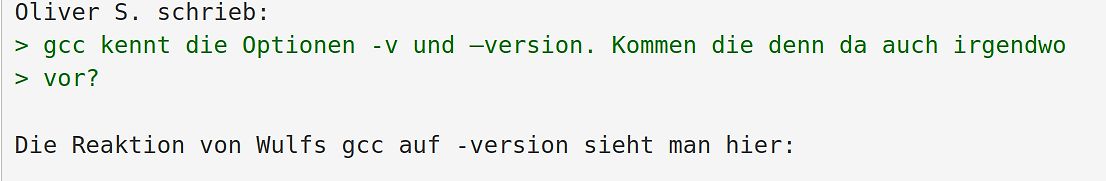 Textauszug aus einem Forum über gcc Optionen