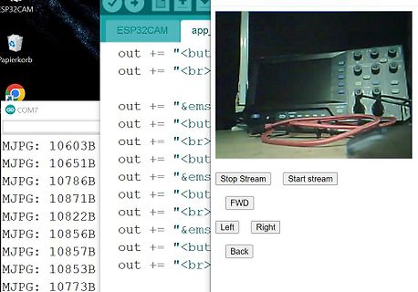 Screenshot einer Webanwendung mit Kamera-Stream und Code-Fragment