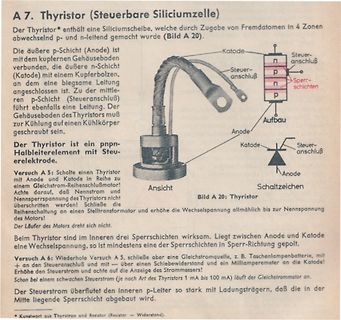 Lehrbuchseite über den Aufbau eines Thyristors