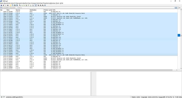 Wireshark USB-Paketprotokoll-Analyse