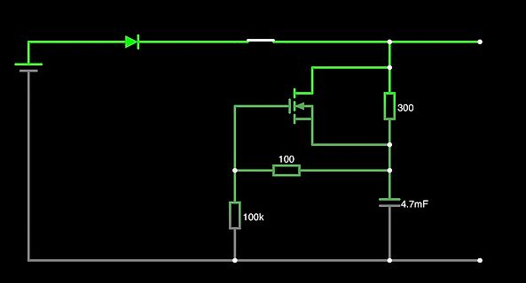 Schaltplan eines MOSFET-gesteuerten Spannungsteilers