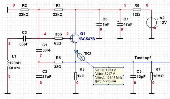 Schaltplan eines Transistor-Oszillators