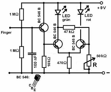 Schaltplan mit Transistoren und LEDs