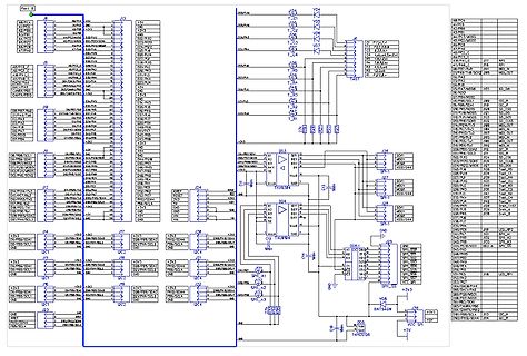 Elektronischer Schaltplan mit Mikrocontroller-Anschlüssen