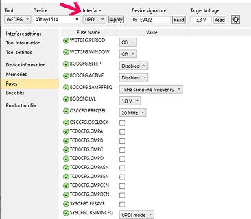 Software-Interface für Mikrocontroller-Fuse-Einstellungen