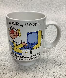 Bedruckte Kaffeetasse mit Comic-Spruch