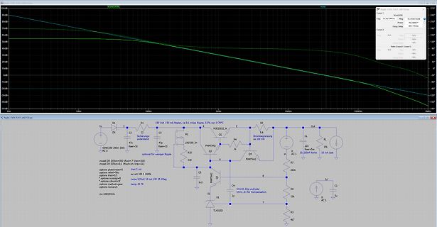 Bode-Diagramm und Schaltplan eines Spannungsreglers