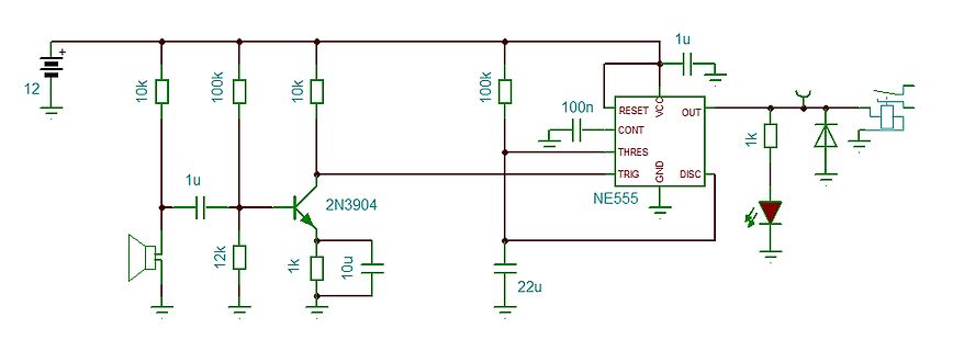 Schaltplan mit NE555 und Transistor