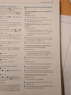 Seite aus einer Bedienungsanleitung zur Klimatisierung