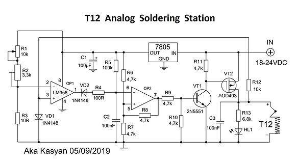 Schaltplan einer T12 Analog-Lötstation