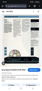 Screenshot einer Hifi-Wiki Webseite zum Grundig CD 8400