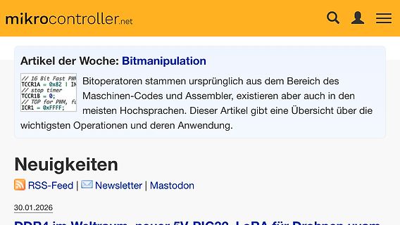 Website-Ausschnitt von mikrocontroller.net