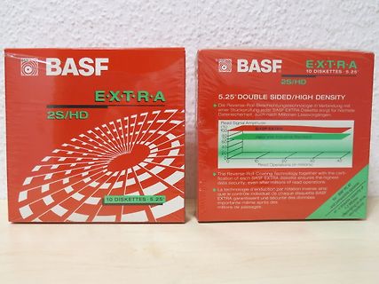 Verpackung von BASF EXTRA 5.25 Zoll Disketten