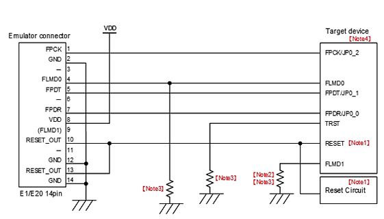 Schaltplan Emulator-Connector zu Target-Device