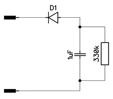 Schaltplan mit Diode, Kondensator und Widerstand