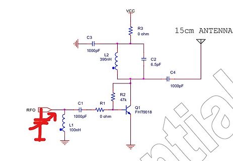 Schaltplan eines HF-Verstärkers mit Antenne