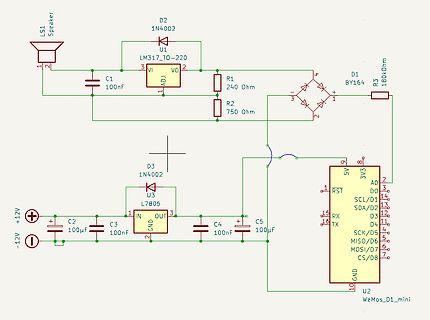 Schaltplan mit WeMos D1 mini und Spannungsreglern
