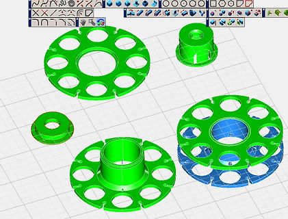 3D-CAD-Modell grüner mechanischer Bauteile