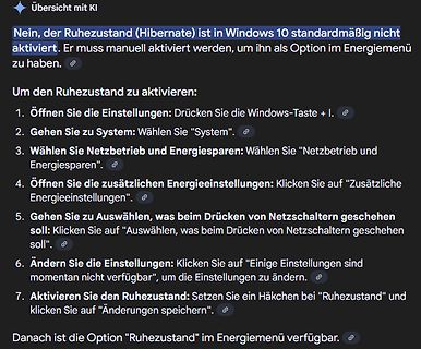 Anleitung zum Aktivieren des Ruhezustands in Windows 10
