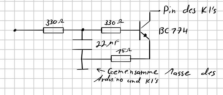 Handgezeichneter Schaltplan mit Transistor