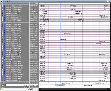 Screenshot eines Logikanalysators mit digitalen Signalen