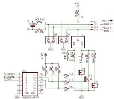 Schaltplan mit ULN2003APWR und MOSFETs