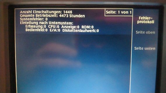 Abfotografierter Bildschirm mit Betriebsstatistiken