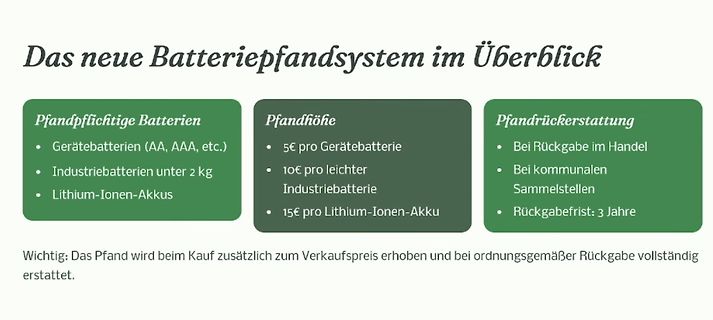 Übersicht des neuen Batteriepfandsystems