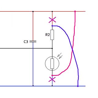 Schaltplan mit LED, Widerstand und Kondensator