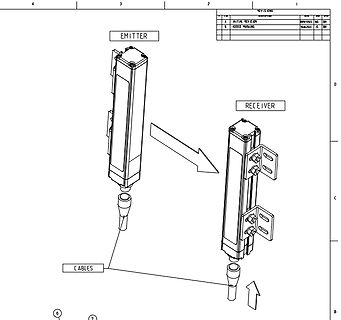 Technische Zeichnung eines Emitters und Receivers
