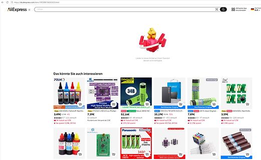Screenshot einer AliExpress-Produktseite mit verschiedenen Elektronikartikeln
