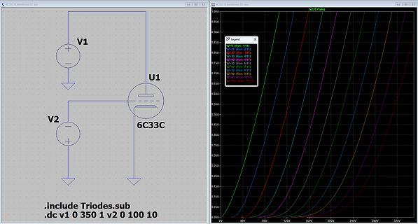 SPICE-Simulation einer Trioden-Kennlinie