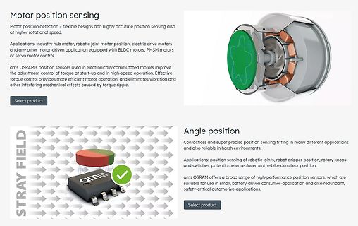 Werbebanner für ams OSRAM Positionssensoren