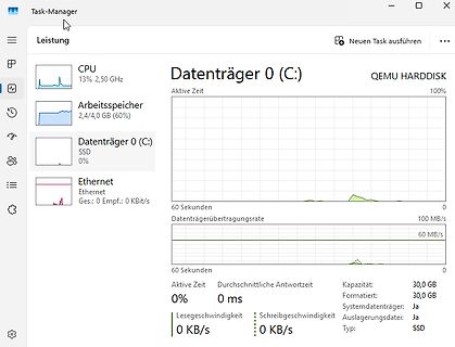 Windows Task-Manager Leistungsübersicht