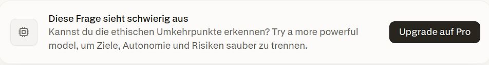 Hinweis zur Upgrade-Option für ein KI-Modell